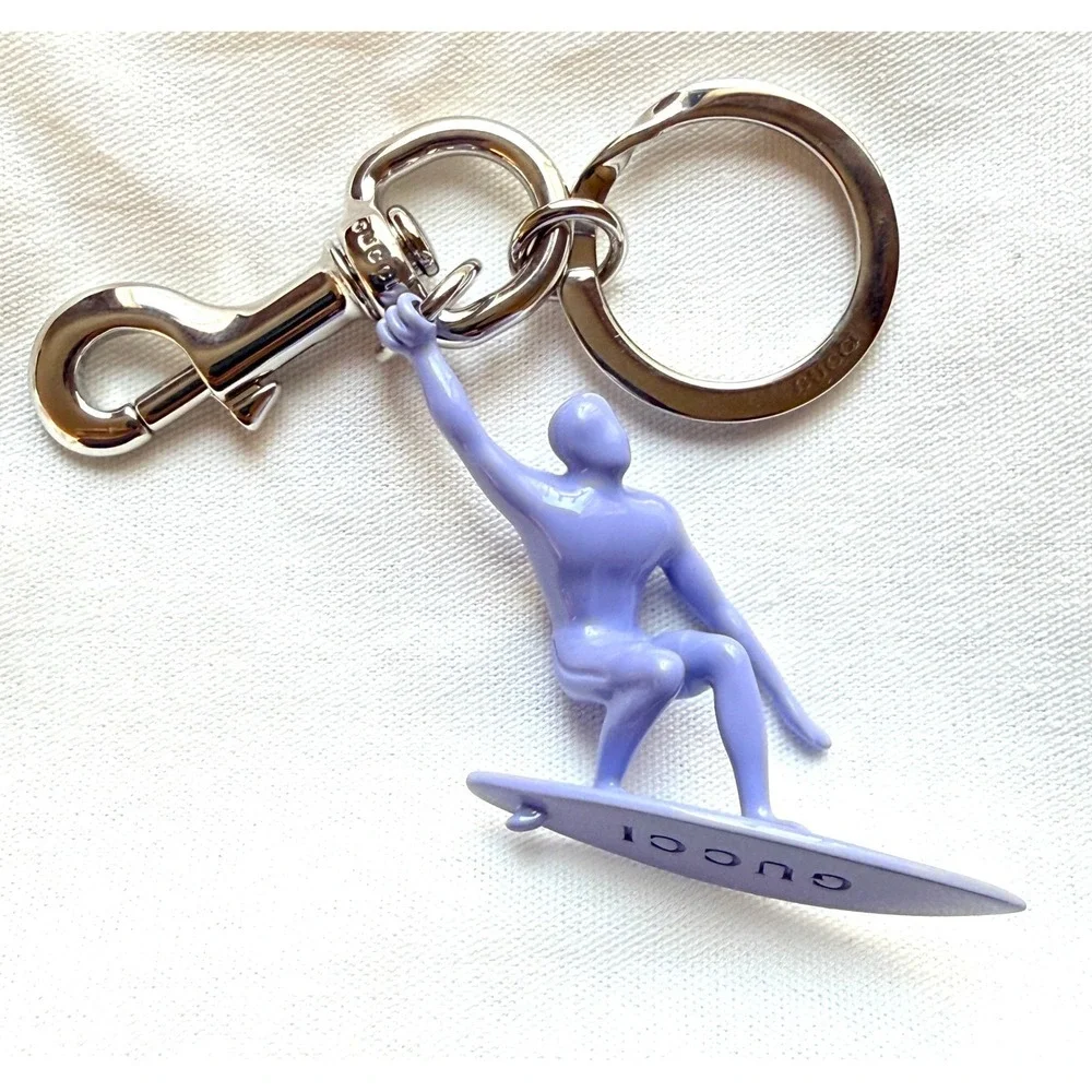 Gucci Purple Surfer Keychain Ceramic‎ Varnish Ottone Silver Hardware 822123